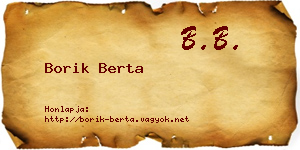 Borik Berta névjegykártya
